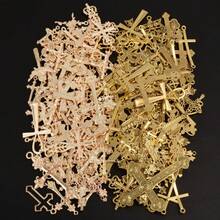 10pcs/20pcs/50pcs Retro Charms For Jewelry Making, Multiple Alloy Material Bright Gold And KC Gold Cross Mixed Pendants,Can Be Used To Make Necklaces, Bracelets, Keychain Pendants, Multiple Random Mixed Shipments - M552 - View 1