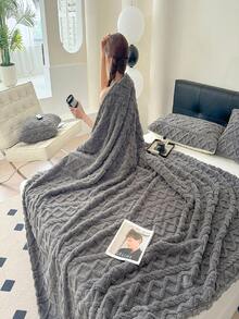 1 pieza Manta estilo bohemio en beige, manta de forro polar de tafetán jacquard, manta suave y ligera, transpirable y cálida de doble uso como cubrecama/chal para sala de estar, dormitorio, dormitorio, decoración de muebles, para todas las estaciones, el tamaño pequeño se puede usar como toalla de playa