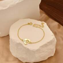 个性化宠物名字手链 - 定制刻字不锈钢迷你爪印手链，适用于猫狗，简约动物爱好者饰品，毕业礼物、母亲节礼物、可调节宠物纪念友谊手链、圣诞节礼物 - 白色 - 查看 6