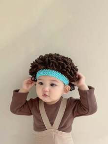 1 Stück lustiger Babyhut - Süßer Baby-Perückenhut - Viraler Baby- & Kleinkind-Stylischer Haarbedeckung - Lockiger Haarcap für Jungen & Mädchen - Geeignet für Alter 1-4 - Verschiedenfarbig - Übersicht 3