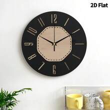 1 pieza Reloj de pared moderno de diseño circular de moda, plano y bidimensional, con movimiento de cuarzo súper silencioso, sin tic-tac, adecuado para la decoración de la sala de estar, sala de música, dormitorio, cocina, cafetería, un regalo perfecto y decoración festiva para el hogar