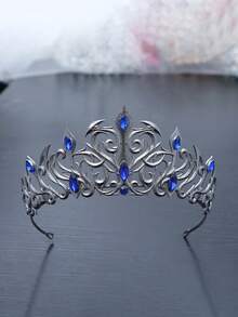 1 Stück rote Kristall schwarze Metallkrone, Vintage Gothic Stil Dornenmuster, einzigartiges Gothic Dekor Accessoire für formelle Anlässe