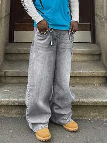 Men's Retro Loose Fit Casual Jeans, Versatile For All Seasons - Grey - View 6