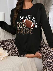 Áo phông cổ tròn cỡ lớn, tay dài, áo hoodie ngày thi đấu, áo hoodie ngày thi đấu bóng đá, áo bóng đá, đồ ngủ và áo cho nữ vào mùa thu và mùa đông - màu đen - Xem 1