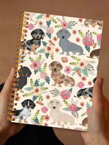 1 Cute Dachshund Spiral Notebook With Floral Design - Durable Cover Perfect For Work, School, Journaling, Gifts, School Supplies | Floral Design Notebook | School Notebook With Easy Page Turns