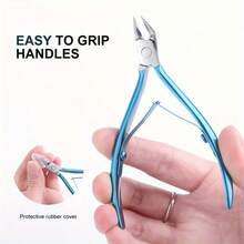 Razor Sharp Stainless Steel Cuticle Nippers - Professional Hypoallergenic Precision Nail Care Tool For Easy Exfoliation And Trimming Of Hangnails And Dead Skin - Blue - View 5