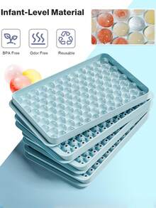 104pcs Mini Ice Cube Tray, Small Pebble Crushed Ice Cube Tray With Lid, Freeze Drinks, Coffee, Juice (0.56 Inch - Blue/Green) - Multicolor - View 7