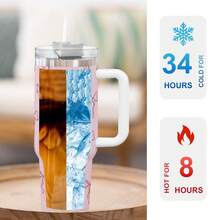 1pc 40oz Stainless Steel Insulated Travel Tumbler With Handle, Keeps Drinks Hot & Cold, Perfect For Hiking & Office Use - 粉色 - 查看 6