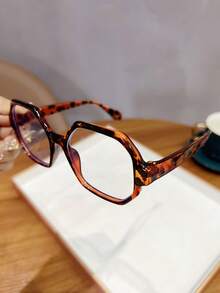 1 件女士多边形塑料镜框时尚眼镜，适合街头摄影、郊游和拍照 - 彩色 - 查看 3