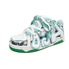 Massage, Height Increase, Deodorization, Shock Absorption High Street Men's Loafers Thick Sole Versatile Casual Shoes Hop Couple Skate Shoes - 白月 - 查看 6