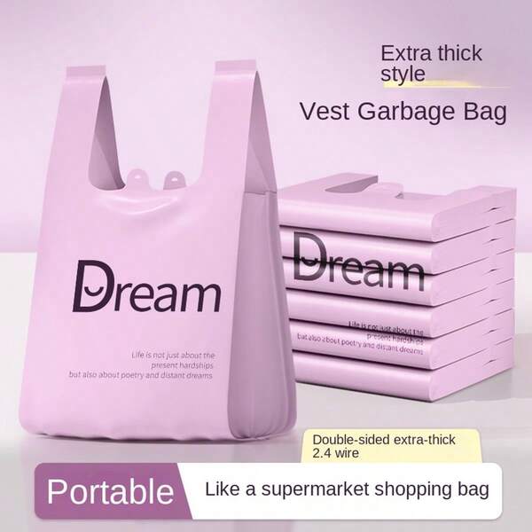 Sacos de lixo para compras de supermercado estilo colete, 50/100/150/200/250/300 peças, anti-rasgo, grande capacidade, extra grossos, sacos de lixo de cozinha doméstica, sem bagunça