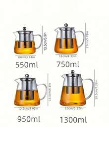1pc High Borosilicate Heat-Resistant Glass Teapot With Stainless Steel Infuser, Suitable For Home, Gongfu Tea, Family, Restaurant, Camping, Office, Heatproof Teapot, Triangular Pot Can Be Directly Heated On Open Flame And Frozen In Refrigerator - Transparent 1 - View 8