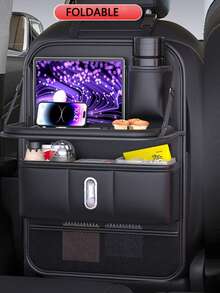 1 pieza Bolsa de almacenamiento versátil para el respaldo del asiento del coche, organizador multifuncional para el asiento trasero para una mayor comodidad, caja de pañuelos y portavasos de estilo elegante para el coche, bandeja plegable de fácil acceso, perfecto para viajes por carretera, salidas familiares y viajes diarios, mantenga su vehículo ordenado y limpio con este accesorio esencial, regalo ideal para entusiastas del automóvil y padres ocupados, mejore su experiencia de conducción con soluciones de almacenamiento prácticas, imprescindible para todo propietario de automóvil, eleve el interior de su automóvil con un diseño funcional y elegante.