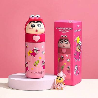 Crayon Shin-Chan-karaktären Rostfritt Stål Vakuummugg Med Sugrör, Officiellt Licensierad Dubbelväggig Isolerad Mugg För Varma & Kalla Drycker, Söt Tecknad Resemugg Present För Barnfans (Kawaii-Stil Krokodilformad Mugg)