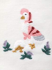 Mono de punto con bordado de pato lindo, versátil para el hogar o salidas, unisex para bebé - Blanco - Ver 4