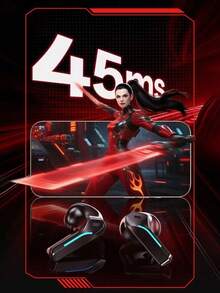 Lenovo True Wireless Earbuds,Optimized For Gaming,Low Latency, RGB Light,Ultra-Long Battery Life, Hi-Fi Sound Quality,, 2025 New Model TG101 - Black - View 3