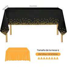 10pcs Manteles Desechables para Mesa Redondos,84 Pulgadas,Mantel para Mesa de Banquetes, Eventos y hogar,Tablón,Mantel de PEVA, Impermeable, Resistente al Desgaste (Negro, 213cm Redondo) - Negro - Ver 2