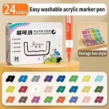 1pc Soft Tip Acrylic Marker Pen Set, 12/24/36/48/60/84 Colors, Graffiti Painting Brush, High-Quality Pigment Pens For Layering, Waterproof, Smudge-Proof, Quick-Drying, Vibrant Colors, Suitable For Children's Art