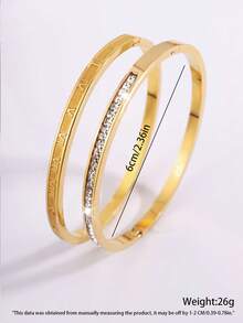 Camhanno 2 Sets Elegant Luxurious Stainless Steel Fine Fashion Style Roman Numeral Bracelets For Dating Party Daily Commute Perfect Present - Multicolor - View 5