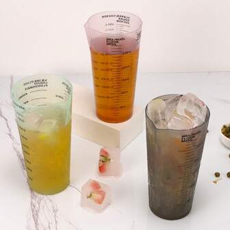 1pc Milk Tea Measuring Cup Tool, Milk Scale Marked Plastic Measuring Cup With Handle, Household Measuring Cup