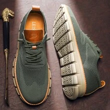 Plus Size Men's Shoes Breathable Mesh Breathable Casual Shoes Sports Men's Sports Casual Shoes - 綠色 - 查看 1