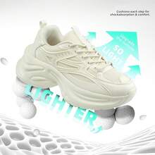 Women's Chunky Sneakers Fashion Platform Casual Dad Shoes Walking Running Sport Work Gym AthleticChristmas - 米色 - 查看 4