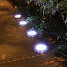 4 piezas Luces solares para senderos, iluminación paisajística exterior, luces solares de 8 LED para el suelo, luces solares de disco, iluminación para senderos, caminos, jardines y patios de la entrada