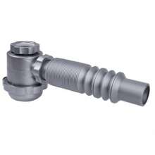 URREA 3731G Céspol Flexible Bote Grande sin Contracanasta, Trampa para Tarja con Tubo Flexible, Desagüe para Cocina, Plástica - Gris - Ver 1