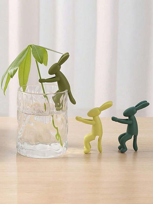 Soporte de planta hidropónica, fijador de plástico con forma de conejo, maceta para acuario de peces, marco de soporte para el crecimiento de plantas, decoración de jardinería