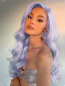 26 Inch Fantasy Purple Hair Roots, Synthetic Heat-Resistant Fiber Wig, 4*1 U-Shaped Front Lace Long Wig, Women's Middle-Parted Wavy Curly Wig, Suitable For Daily Party Use