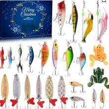Advent Calendar Fishing Christmas Countdown - 24 Days Fishing Lures Set, Fishing Gear Kit, Fishing Bait Set, Fishing Tackle Box, For Outdoor Fishing, Holiday Gift, 2025 Xmas Surprise Gift For Fishermen, Adults, Teens - Multicolor - View 1