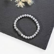 The Perfect Christmas Gift For Men And Women:1pc Hiphop Style Stainless Steel Tennis Chains Setting With 3A Cz Stones Bracelets For Men And Women As Birthday Gift And Dairly Wear