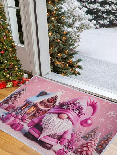 1 kerstdeurmat, vrolijke kerstmatten, roze kabouterpoppenpatroon voordeurmatten, vuilafstotend balkontapijt, kerstversiering, badkamermat, kerstkeukendecoratie, kerstwasruimtedecoratie, gastenkamerdecoratie, kerstdecoratie voor in huis, kerstdecoratie, kerstdecoratie, kerstfeestdecoratie, nieuwjaarsdecoratie 2026