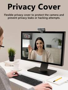 HD USB Webcam With Privacy Lens Cover And Mounting Clip