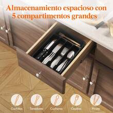 Lifewit Organizador de Cubiertos, Bandeja Cubiertos Cajon Cubertero para Cajón para Menaje, Cocina Organizador de Cubertería Compacto para Cucharas Tenedores, 5 Compartimentos, Negro - Gris - Ver 4