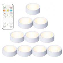 LED 橱柜下照明，带遥控器的电池供电 LED 冰球灯，3 种颜色照明橱柜下灯，壁橱下灯，贴灯，厨房、柜台、壁橱台下灯 - 白色 - 查看 12