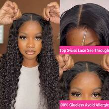 Wear And Go Glueless Wig For Beginners Wigs Deep Wave Glueless Wigs Human Hair Pre Plucked New Upgraded No Glue 13x6 HD Lace Wigs Human Hair For Women With Baby Hair - Natural Black - Xem 3