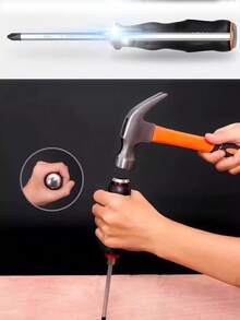 1pc Magnetic Screwdriver Set - Slotted & Head, Hammerable Impact Driver With Anti-Slip Grip, Heavy Duty Repair Tool For Home Improvement, DIY Projects, Electronics & Furniture Assembly - Multicolor - View 8