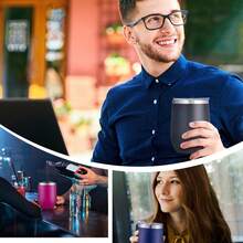 Vaso térmico, acero inoxidable 12oz, forma de huevo, vaso isotermo - Verde - Ver 4