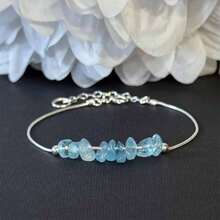 This Bracelet Made Of Natural Blue Sapphire Crystal Contains Soothing Energy That Can Help Relieve Stress. It Is A Fashionable Gift For Women. - Aquamarine - View 4
