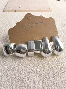 6-18 件时尚优雅简约 ABS 银色 CCB 轻质耳环首饰套装，C 形和泪珠设计，一套满足所有女性日常穿搭需求 - 款式3 - 查看 8