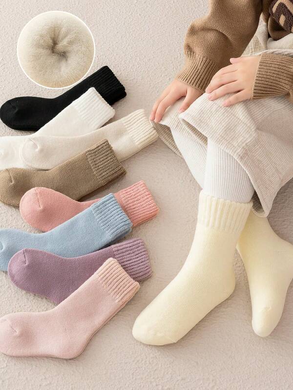 3 Pairs Kids Winter Socks, Thick Warm Thermal Lined Socks For Boys Girls Students, Halloween Gift, Thick Baby Floor Socks, Fuzzy Socks, Sleeping Socks, Christmas New Year Gift