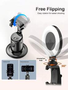 AXNEN Auto Face Tracking 360° Rotation Gimbal With Dimmable Fill Light,Cold Shoe Mount Gesture ControlSmartphone Phone Holder For AI Smart Shooting,Selfie Vlogging, Streaming.Living Vlog,And Video Calls