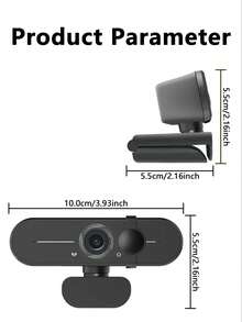 HD USB Webcam With Privacy Lens Cover And Mounting Clip