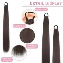 18 英寸万圣节日常马尾辫发圈和合成纤维假发马尾辫 - 适合日常佩戴 - 彩色 - 查看 6