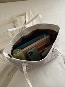 大容量女士通勤包，个性化手提包，2025新款精致小众单肩包，高品质女士包 - 白色 - 查看 9