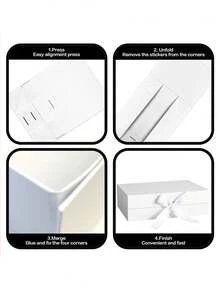 Cutie cadou pliabilă 1 buc/2 buc, cutie cadou albă cu capac, cutie cadou pliabilă cu panglică, design simplu, culoare solidă, potrivită pentru petreceri, ambalaj cadou de sărbători, potrivită pentru prietene, Ziua Îndrăgostiților, ambalaj cadou de ziua de naștere, Crăciun, cutie cadou de Crăciun, potrivită pentru orice ocazie, cutie cadou goală multifuncțională