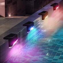 4pcs Solar Powered Stair Lights, Waterproof Plastic Outdoor Fence Lights For Stairs, Steps, Railings, Patio, Driveway, Garden, Pathway And Yard, LED Solar Wall Lights - Multicolor - View 6