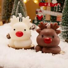 1pc Christmas Reindeer & Snowman Scented Candle, Creative Gift, Christmas Party Decor