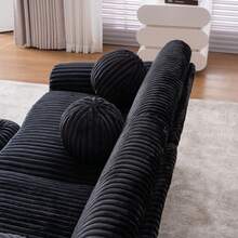Modern Sofa For Living Room, 84" Corduroy Sofa Couch, Sectional Love Seat Couch, Upholstered Sofa For Apatment Bedroom Home Office - 黑色 - 查看 11